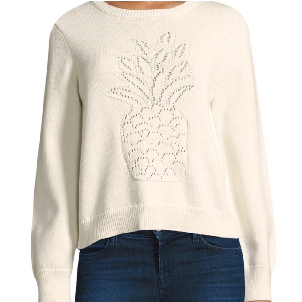 Joie Berin Pineapple Cotton Knit Sweater, Cream Small